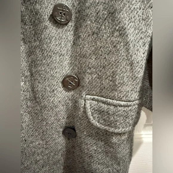 CAbi Heathered Gray Lightweight Cotton Sweatshirt Jacket Nautical Anchor Buttons - Picture 2 of 5